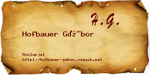 Hofbauer Gábor névjegykártya